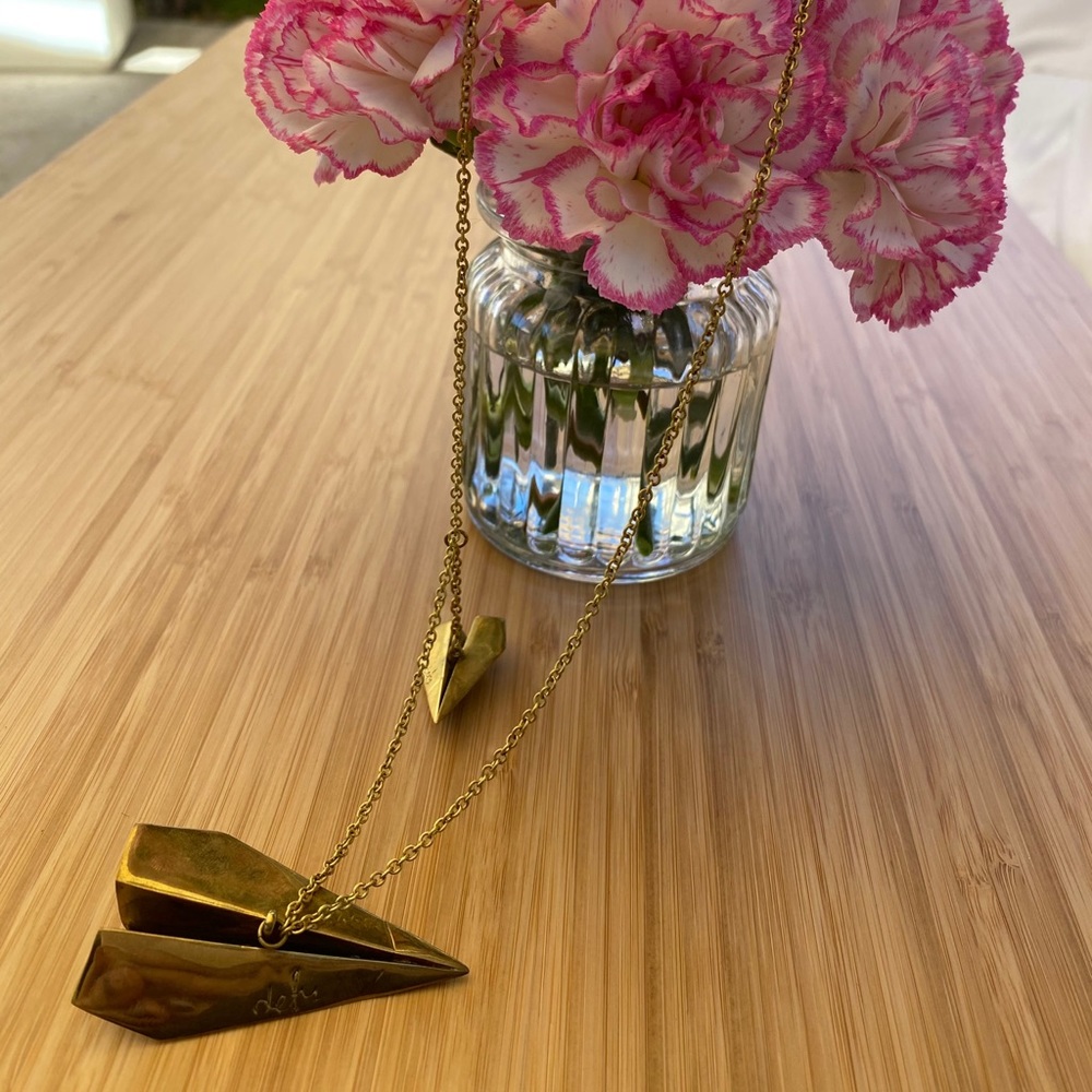 Handmade paper plane necklace